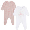 KENZO Kids Baby girls organic cotton babygrows set in white and pink