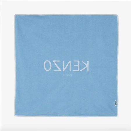 KENZO Kids Organic cotton baby blanket with logo pale blue
