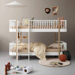 OLIVER FURNITURE Wood Original Низьке двоярусне ліжко 90x200 см, білий/дубовий