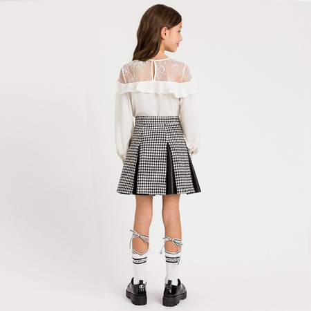 TWINSET Girls short black and white check skirt