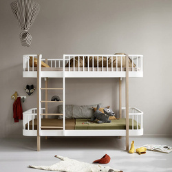 OLIVER FURNITURE Двоярусне ліжко Wood Original Bunk Loft 90x200 см, білий/дубовий колір
