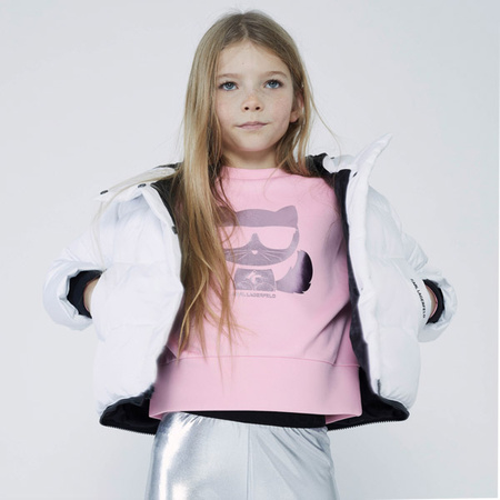 KARL LAGERFELD KIDS Bluza dziecięca różową a aplikacją kotka