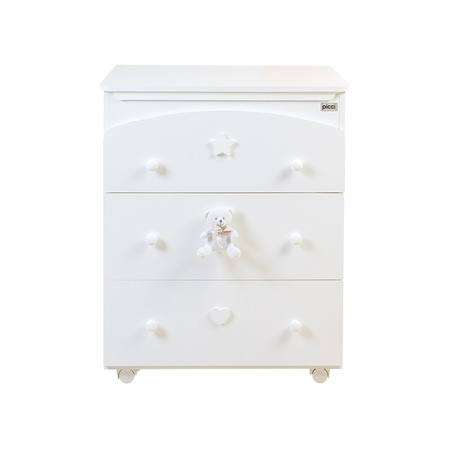 PICCI Nene Dresser changing table white with teddy nbear with beige ribbon