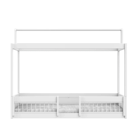 LIFETIME Kidsrooms Łóżko dziecięce Montessori 90x200 cm z konstrukcją dachową i barierkami ochronnymi