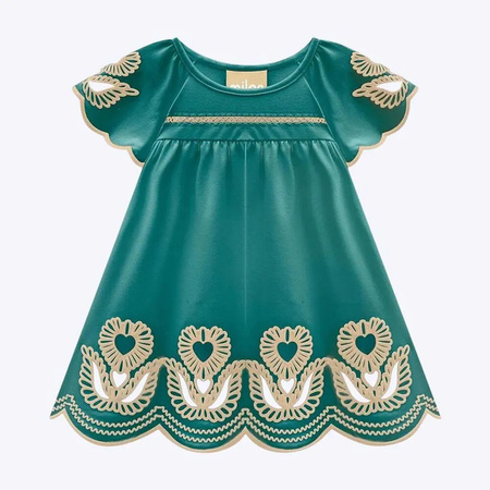 LILI GAUFRETTE Sukienka niemowlęca ozdobiona kwiatuszkami biała