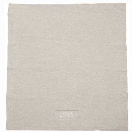 BOSS Kids Koc niemowlęcy szary z bawełny i kaszmiru w prezentowym pudełku
