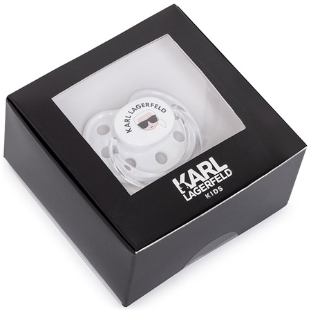 KARL LAGERFELD Kids Smoczek niemowlęcy biały z aplikacją kotka