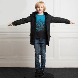 KARL LAGERFELD KIDS T-shirt chłopięcy z długim rękawem turkusowy