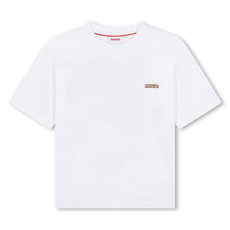 HUGO Boys white cotton t-shirt with print