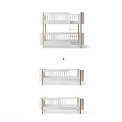 Oliver Furniture CONVERSION Mini + Low Bunk Bed to 2 łMini+ Junior Beds, white/oak