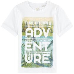 TIMBERLAND T-shirt chłopięcy z krótkim rękawem z zielonym nadrukiem