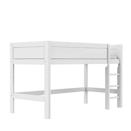 LIFETIME Kidsrooms Łóżko 90x200 cm niskie z drabinką 128 cm, białe