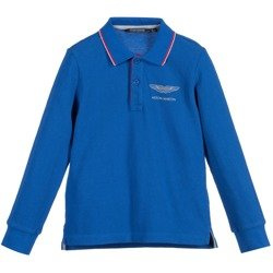 ASTON MARTIN Polo chłopięce z długim rękawem niebieskie