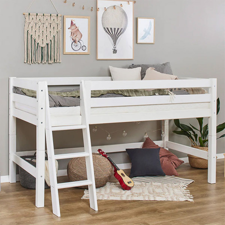  HOPPEKIDS  ECO Luxury Łóżko na niskiej antresoli z ukośną drabinką 90x200cm