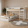 LIFETIME Kidsrooms Łóżko na niskiej antresoli z drabinką 128 cm, białe