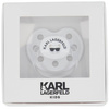 KARL LAGERFELD Kids Smoczek niemowlęcy biały z czarnym logo