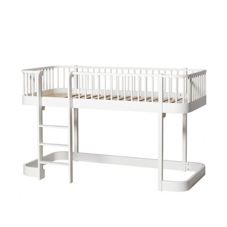  OLIVER FURNITURE Оригінальне низьке ліжко-горище Wood Original, 90x200 см, білий/дубовий колір