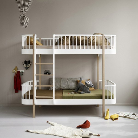  OLIVER FURNITURE Двоярусне ліжко Wood Original Bunk Loft 90x200 см, білий/дубовий колір