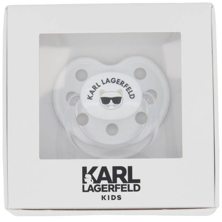 KARL LAGERFELD Kids Smoczek niemowlęcy biały z czarnym logo