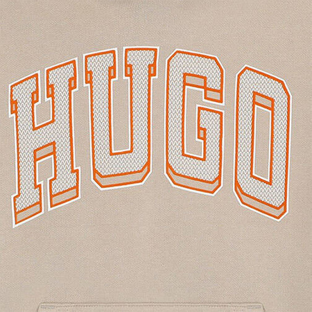 HUGO Kids Bluza chłopięca z kapturem z nadrukiem logo beżowa