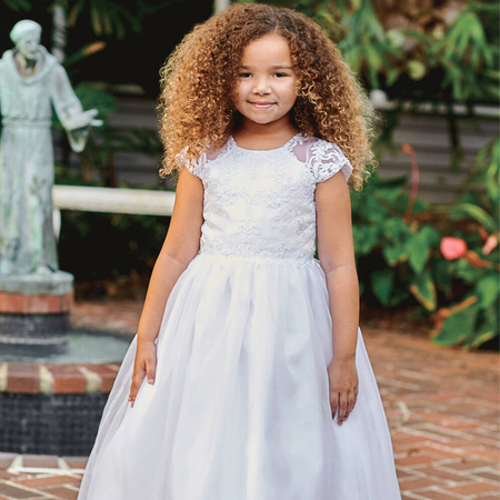 SARAH LOUISE Girls white organza communion dress