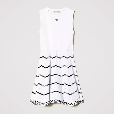 TWINSET Girls sleeveless jacquard logo dress, pink