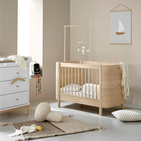 OLIVER FURNITURE WOOD MINI+ COT BED EXCL. JUNIOR KIT, WHITE/OAK