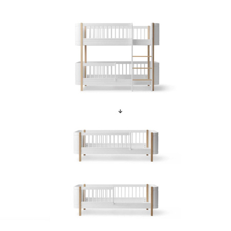 Oliver Furniture CONVERSION Mini + Low Bunk Bed to 2 łMini+ Junior Beds, white/oak