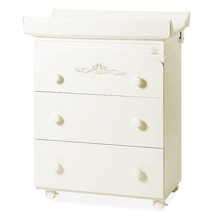 PICCI Nene Komoda do pokoiku dziecięcego z wanienką i trzema szufladami z misiem z różową wstążką