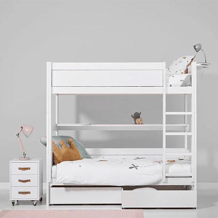 LIFETIME Kidsrooms Łóżko piętrowe 90x200 cm wysokie, whitewash