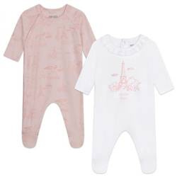 KENZO Kids Baby girls organic cotton babygrows set in white and pink