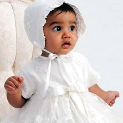 SARAH LOUISE Baby girls ceremony dress with bonnet
