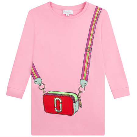 THE MARC JACOBS Girls long sleeve pink dress with Snapshot bag
