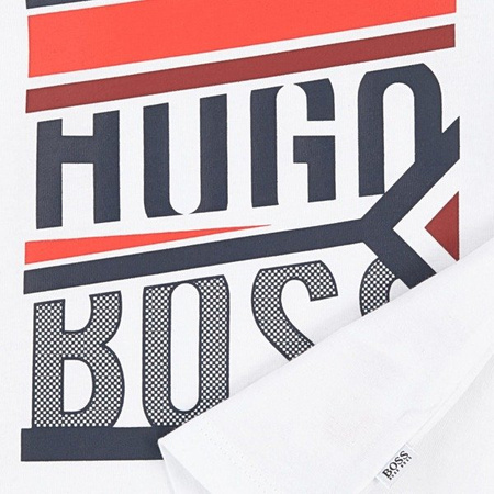 BOSS Kids T-shirt niemowlęcy dla chłopca z długim rękawem biały.