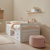 LIFETIME Kidsrooms Breeze Łóżko dziecięce z szufladami i półką 90x200 cm, białe