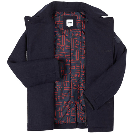 BOSS KIDS Boys Navy Wool Coat