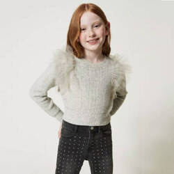 TWINSET Girls grey jumper with tulle flounces