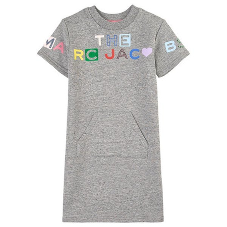 THE MARC JACOBS Sukienka dziewczęca z krótkim rękawem szara z logo