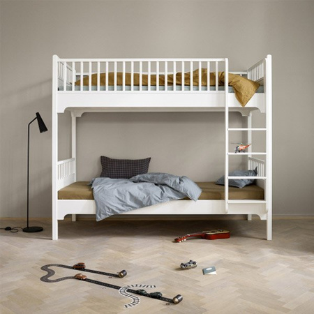  OLIVER FURNITURE Seaside Łóżko piętrowe białe z pionową drabinką