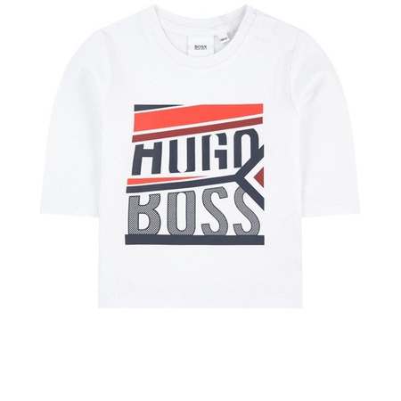 BOSS Kids T-shirt niemowlęcy dla chłopca z długim rękawem biały.