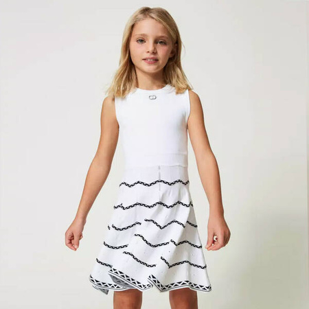 TWINSET Girls sleeveless jacquard logo dress, pink