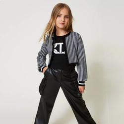 TWINSET Girls white and black short cardigan