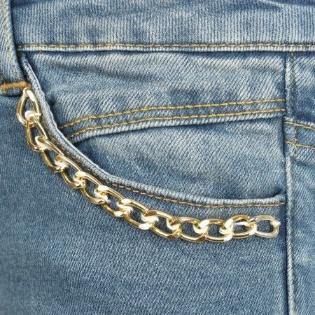 RELISH Dżinsy dziewczęce niebieskie ozdobione łańcuszkiem