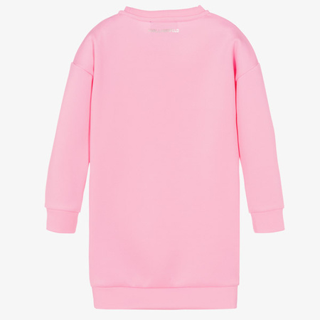 KARL LAGERFELD KIDS Sukienka dziewczęca różowa z aplikacją kotka