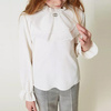 TWINSET Girls white crêpe blouse with organza jabot
