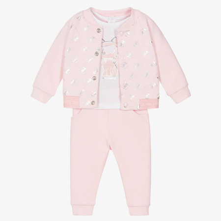 KARL LAGERFELD Kids Dres dziecięcy dla dziewczynki trzyczęściowy różowy