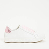 TWINSET Sneakersy dziecięce dla dziewczynki skórzane białe z różową tiulową sznurówką