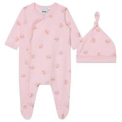 BOSS Kids Baby girls pajama and hat set pale pink