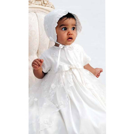SARAH LOUISE Baby girls ceremony dress with bonnet