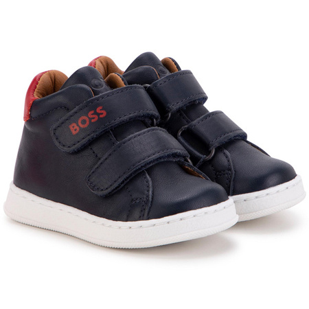 BOSS Kids Trampki chłopięce skórzane granatowe
